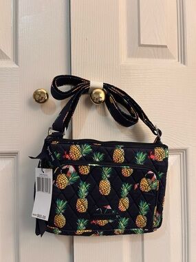 Little Hipster Crossbody Bag | Toucan Party print | Navy Pineapple Quilted